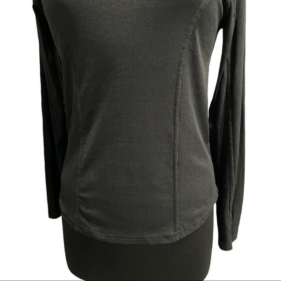 𝅺harley Davidson Black Ribbed Long Sleeve Fitted Crewneck Riding Top - Picture 3 of 13